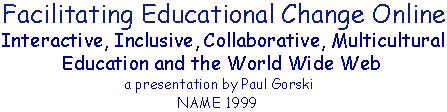 Multicultural Education and the World Wide Web - Presentation NAME 1999
